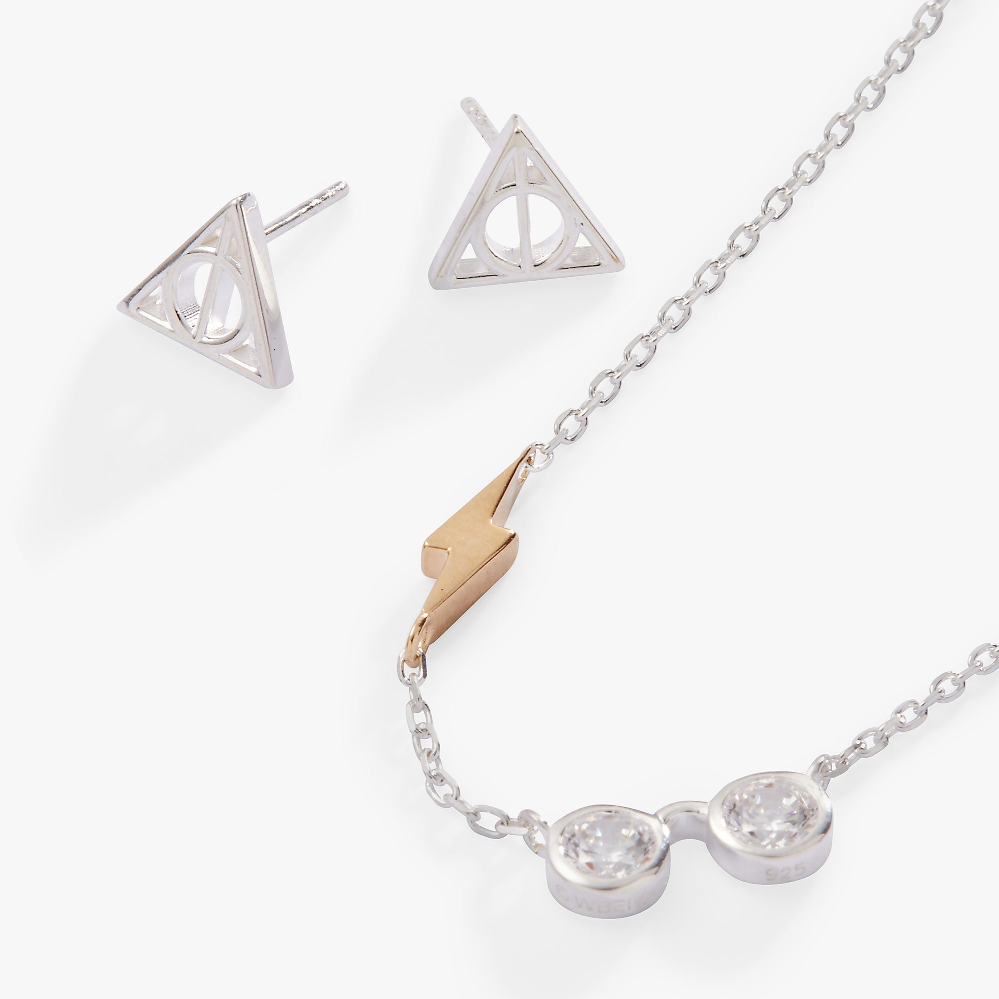 Harry Potter™ Glasses and Deathly Hallows Necklace and Earring Set, Sterling Silver