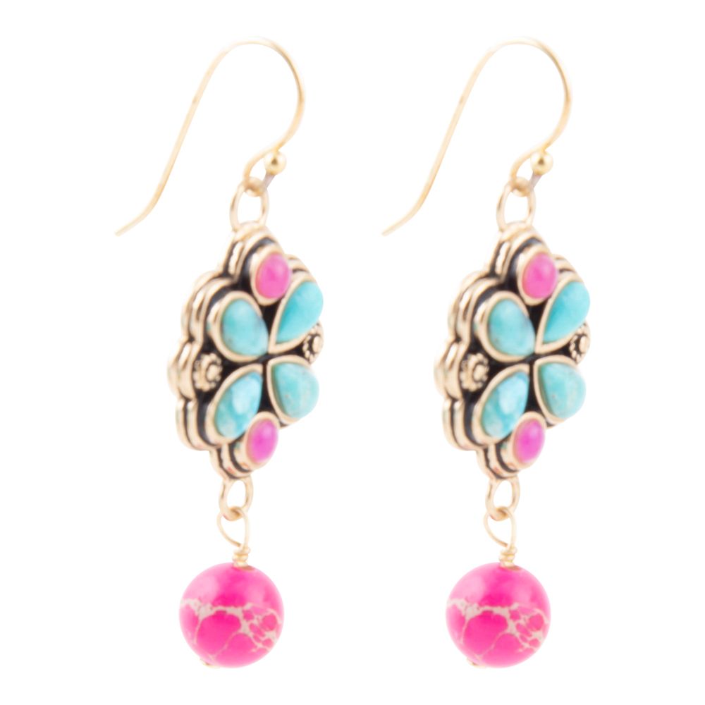 Legacy Pink Agate Golden Drop Earrings
